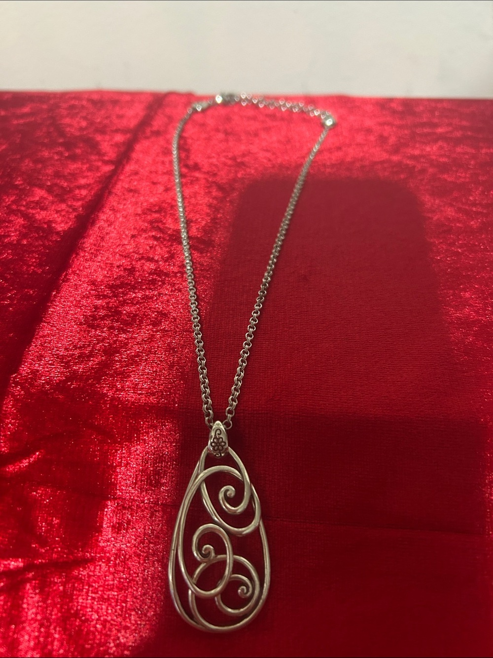 Silver Swirl Teardrop Pendant Necklace - Women Jewelry